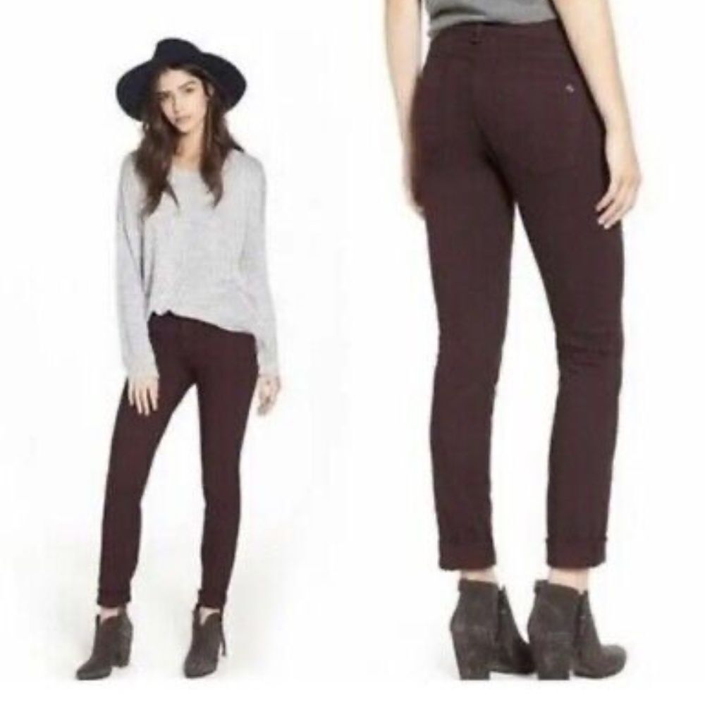 Rag & Bone The‎ Dre Skinny Ankle Cropped Boyfriend Jeans Aged Wine Sz 25